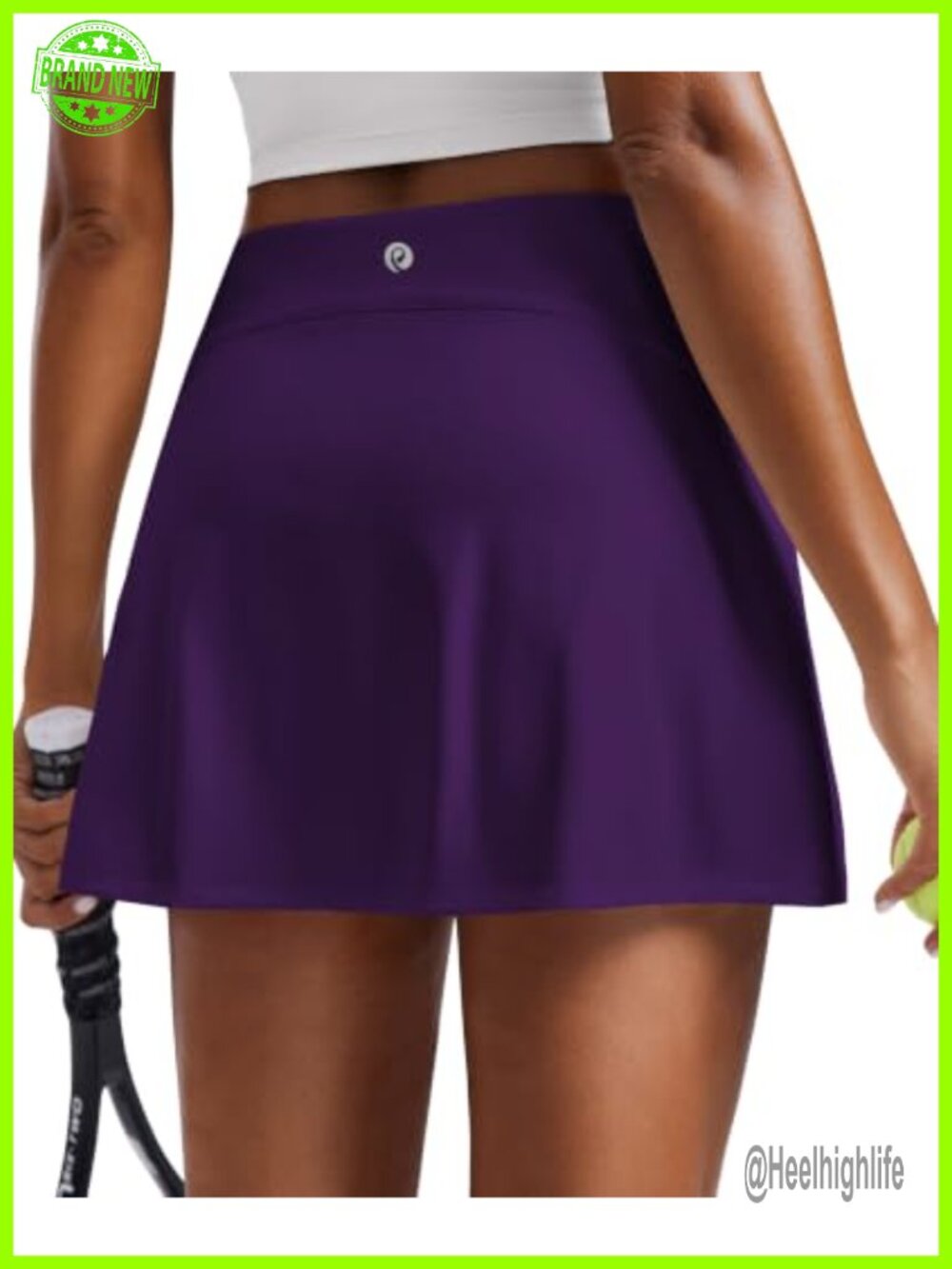 PINSPARK Women Tennis Skort 14.5 Inch High Rise A-Line Nylon Spandex Skirt